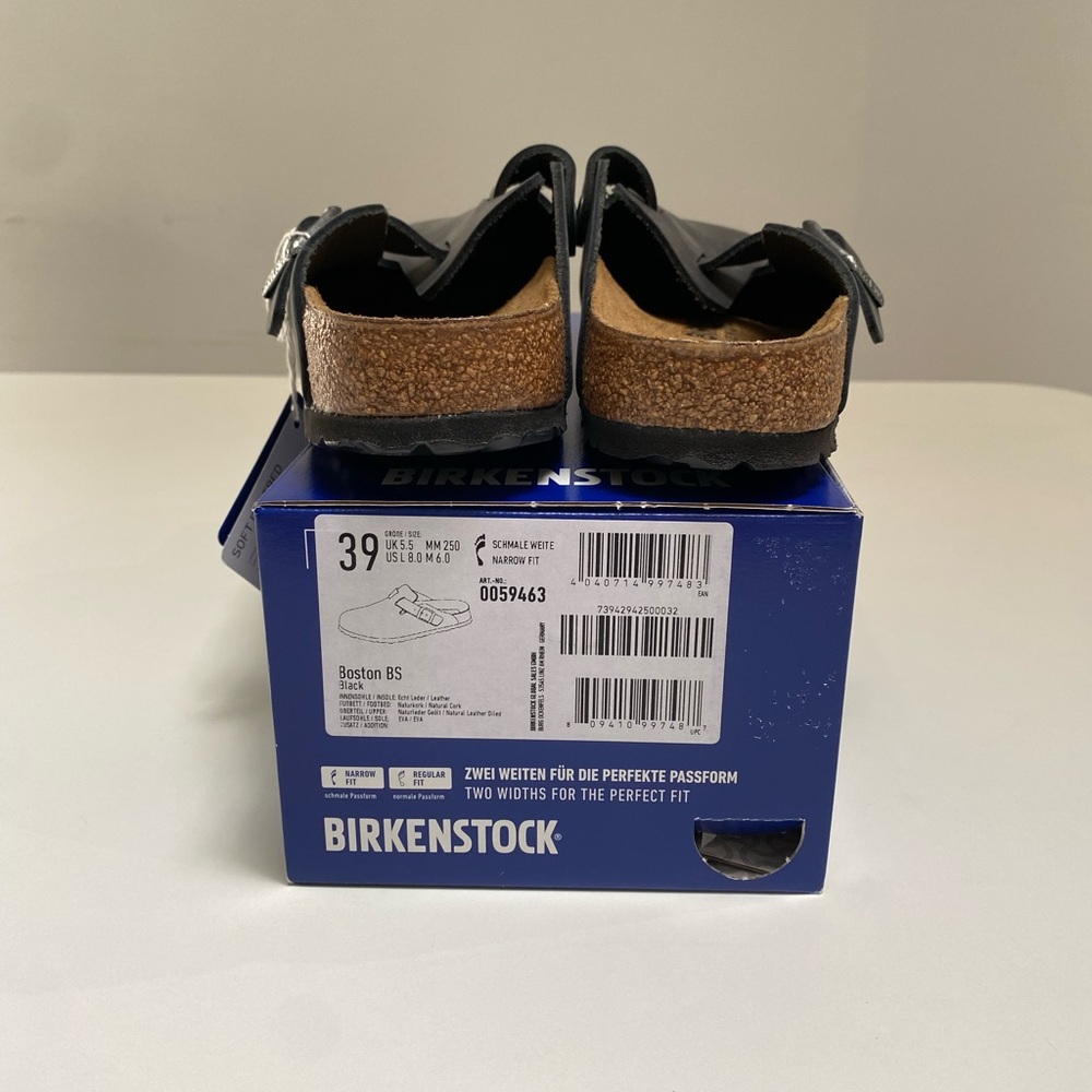 Birkenstock Boston Clog Oiled Leather Black sz 39EU/8US New in Box (narrow fit) - Picture 6 of 7